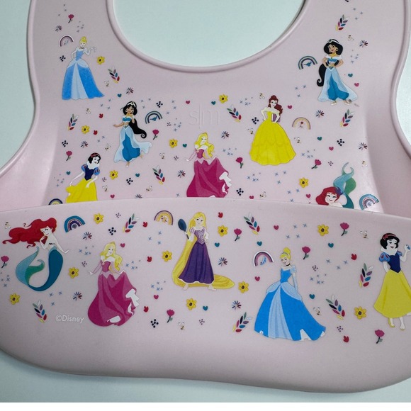 Disney Princess Silicone Baby Toddler Bib Pink Adjustable Catch Pocket Clean Eat - Picture 3 of 7